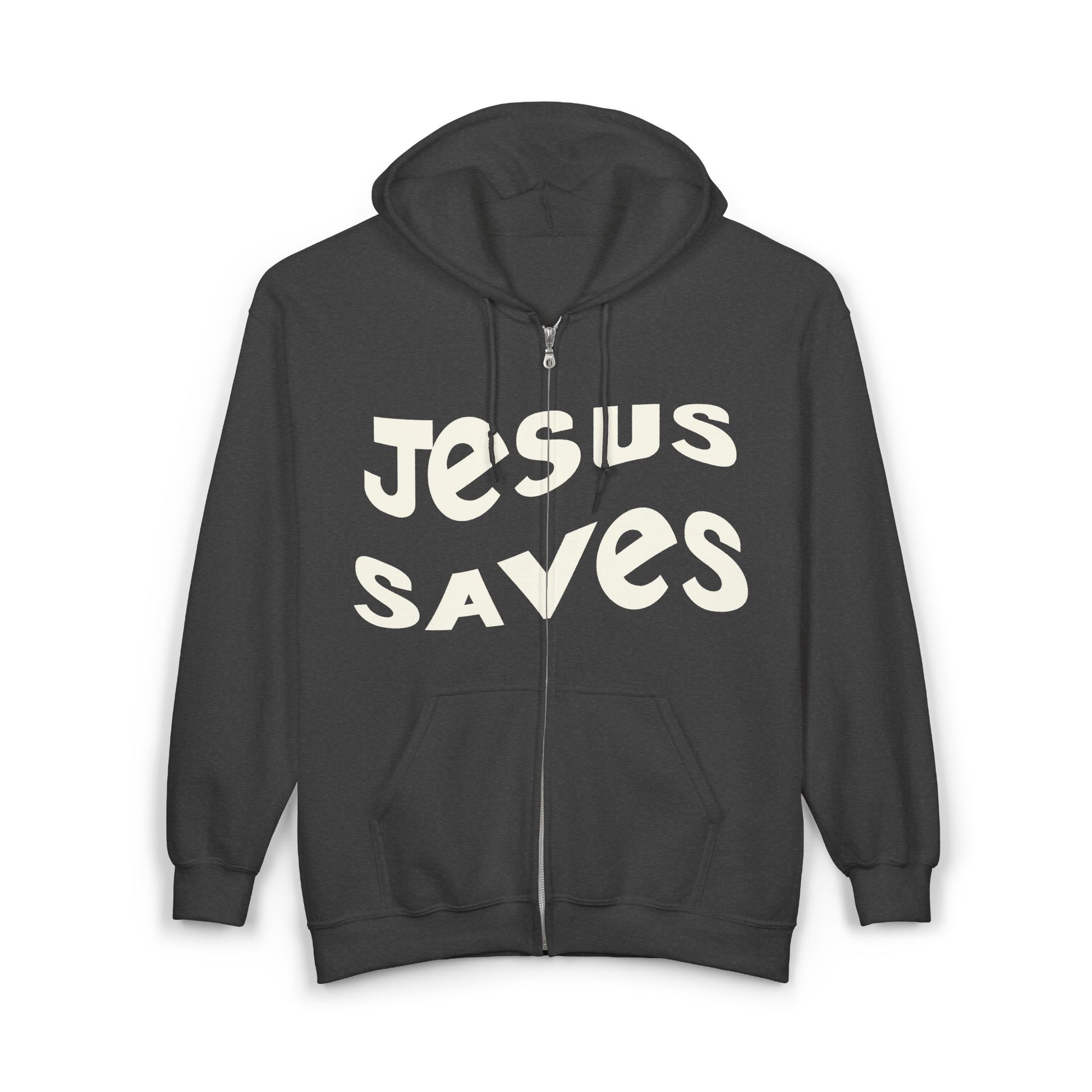 Jesus Saves hoodie, black Christian apparel, faith-based gift, cozy casual wear.