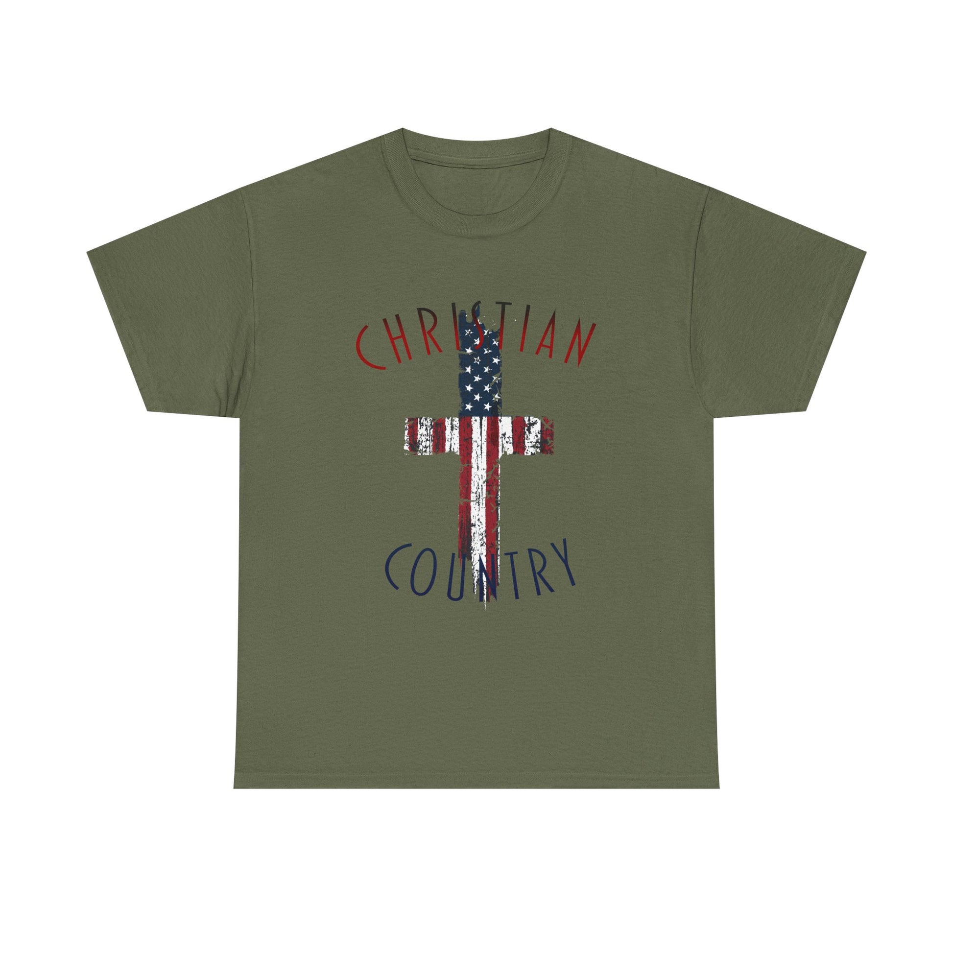 Christian Country American Flag Cross Short Sleeve T-Shirt