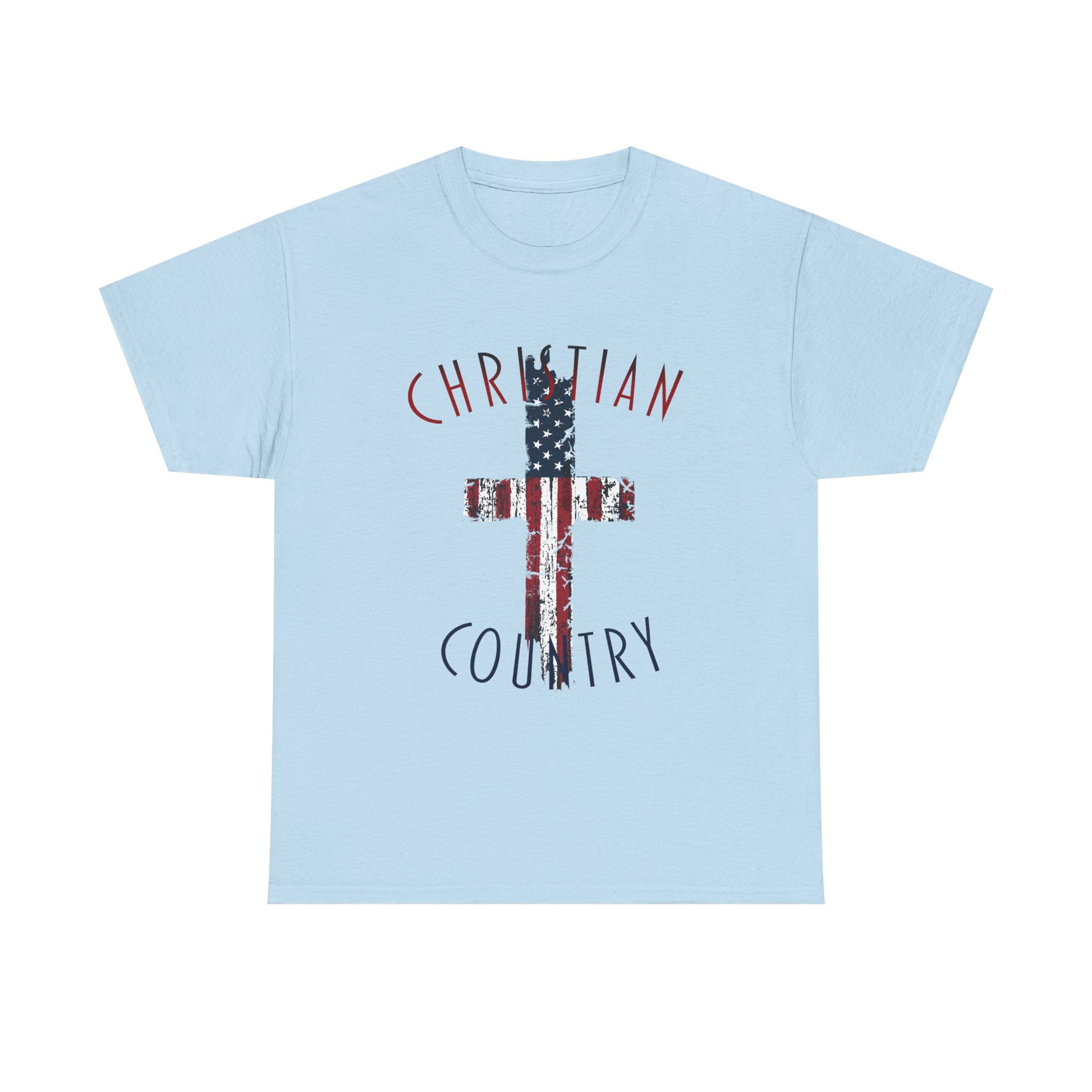 Christian Country American Flag Cross Short Sleeve T-Shirt