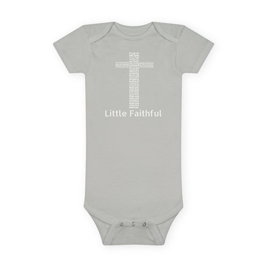 Little Faithful Bible Verse Baby Onesie | Christian Apparel