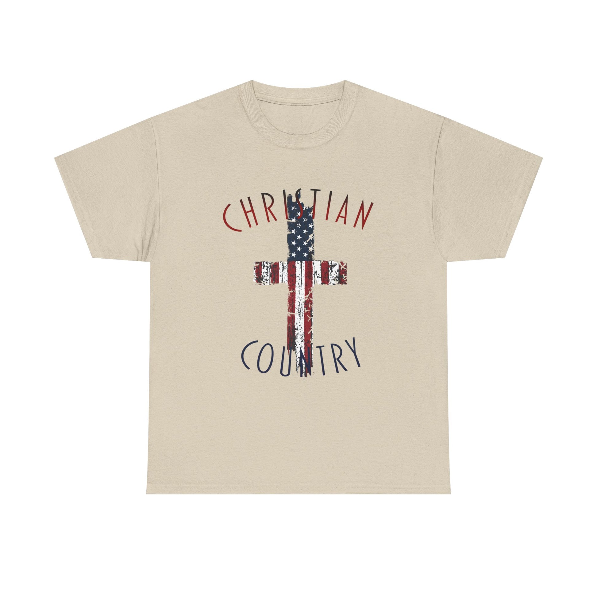 Christian Country American Flag Cross Short Sleeve T-Shirt