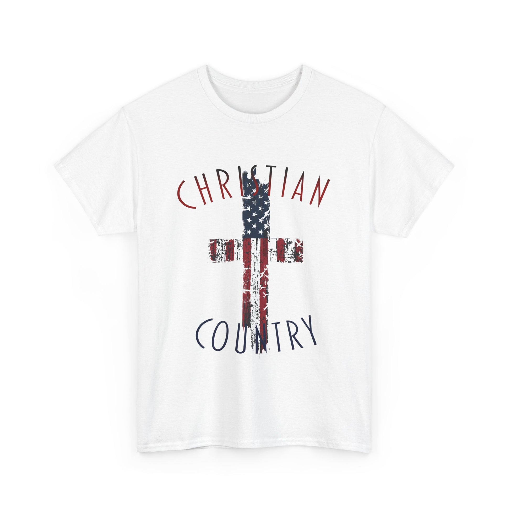 Christian Country American Flag Cross Short Sleeve T-Shirt