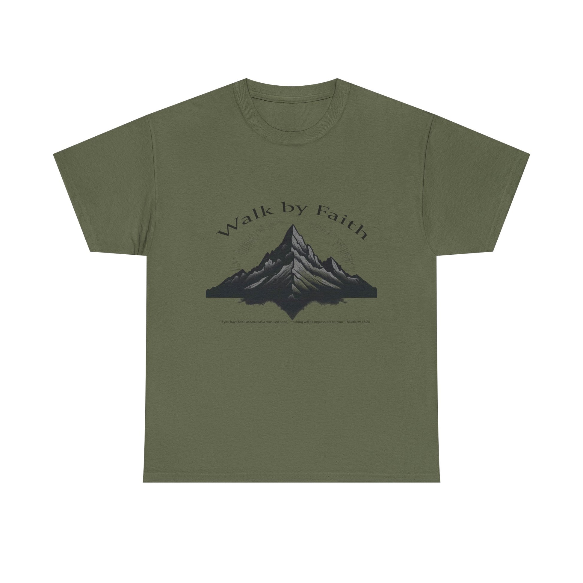 Walk by Faith T-Shirt | Matthew 17:20 Christian Mountain Tee