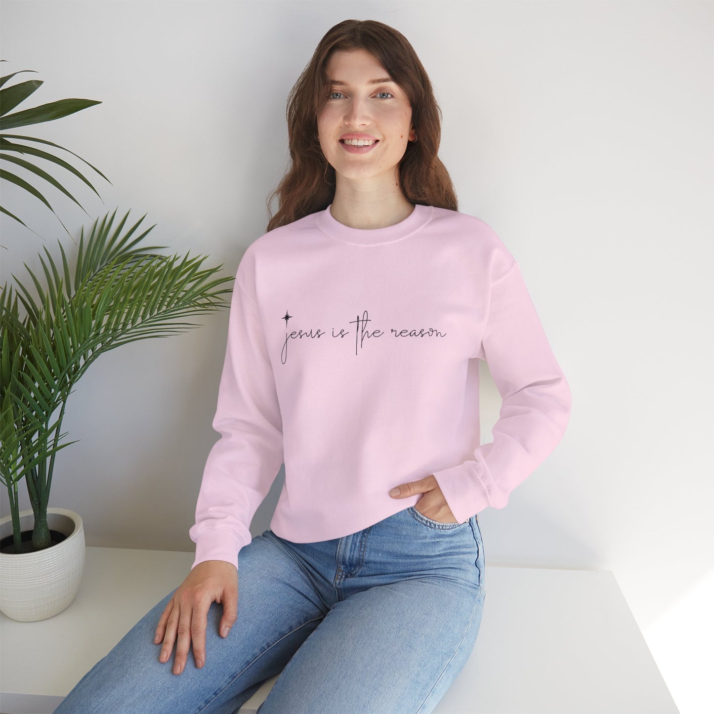 Jesus is the Reason Christmas Crewneck Sweatshirt Women Christian Holiday Gift