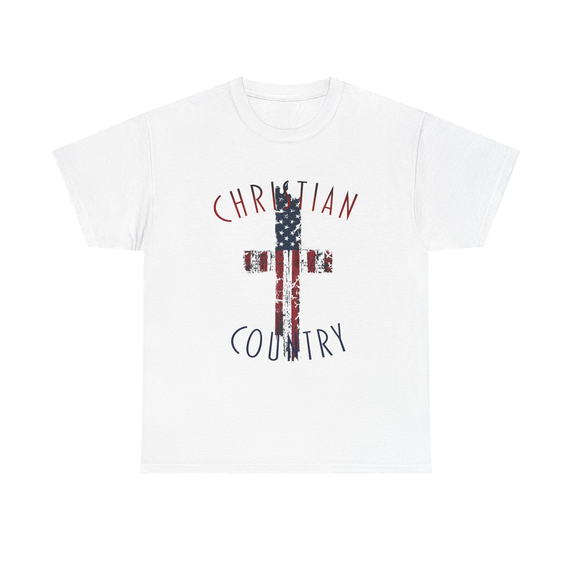 Christian Country American Flag Cross Short Sleeve T-Shirt