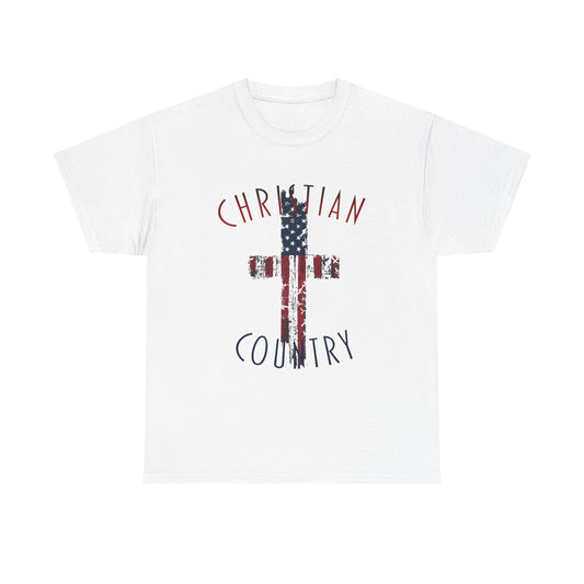 Christian Country American Flag Cross Short Sleeve T-Shirt