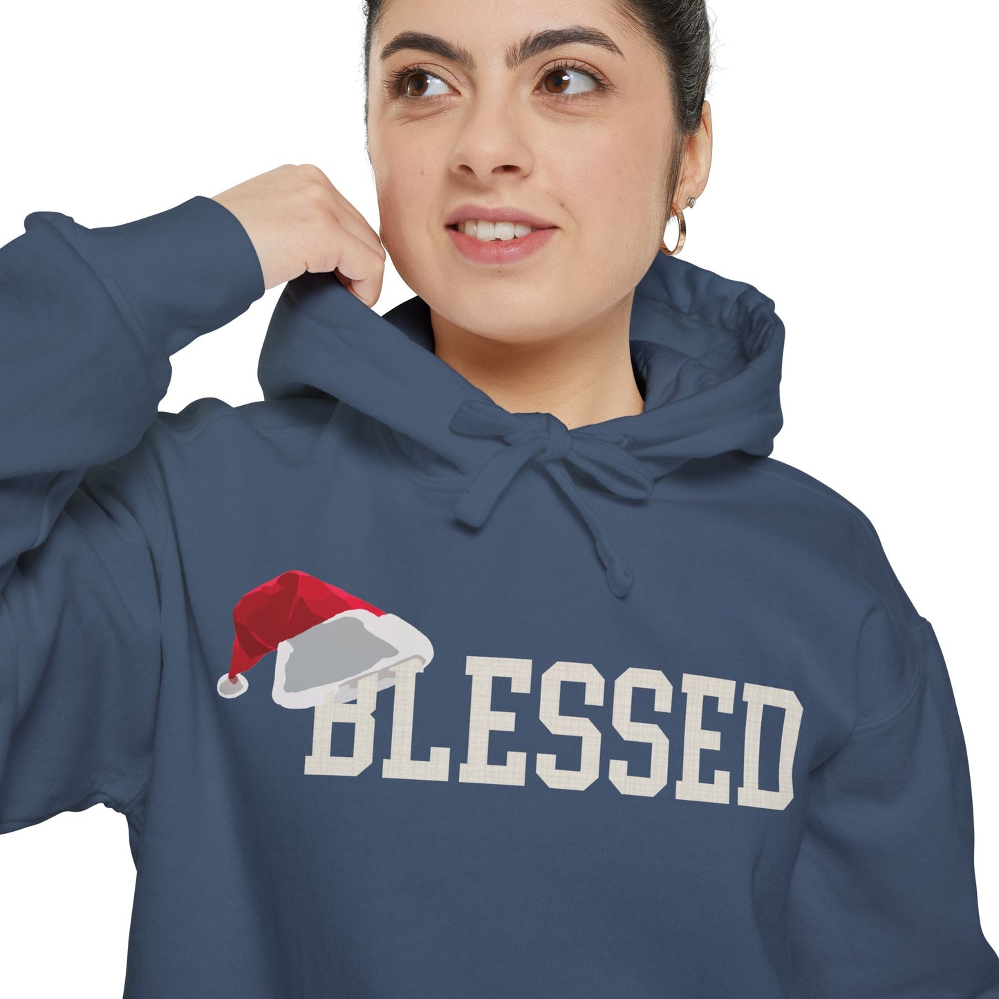 Blessed Christmas Hoodie | Santa Hat Chenille Patch | Oversized Christian Hoodie | Faith Gift