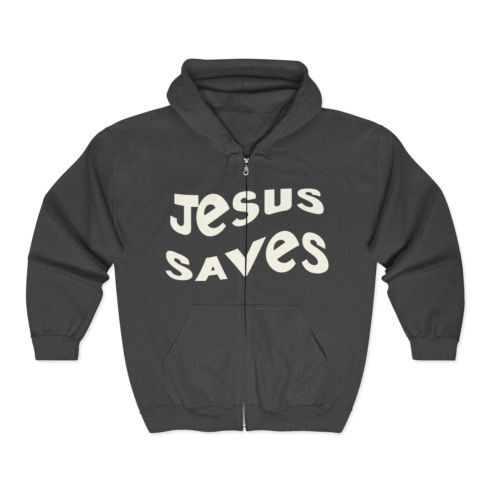 Jesus Saves hoodie, black Christian apparel, faith-based gift, cozy casual wear.