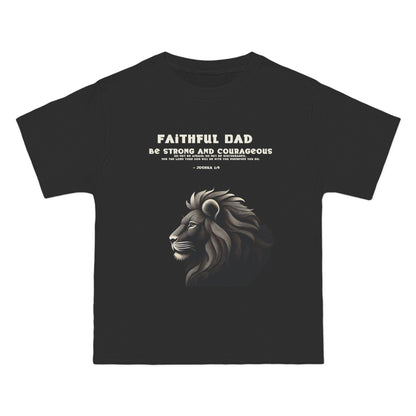 Faithful Dad Christian T-Shirt | Joshua 1:9 Lion Graphic Tee