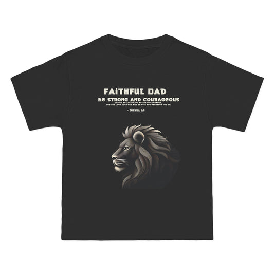 Faithful Dad Christian T-Shirt | Joshua 1:9 Lion Graphic Tee