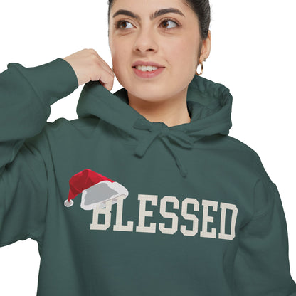 Blessed Christmas Hoodie | Santa Hat Chenille Patch | Oversized Christian Hoodie | Faith Gift