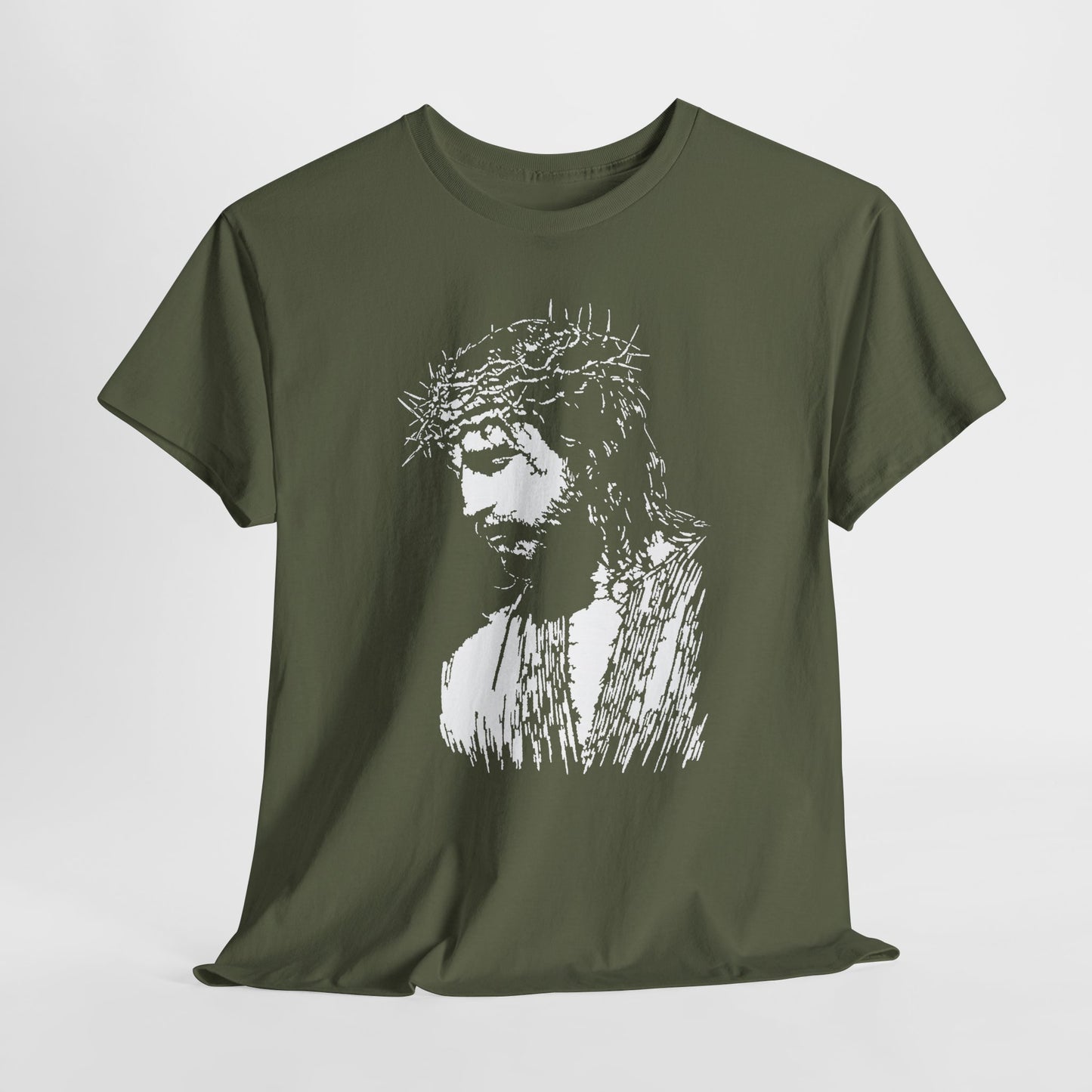 Crown of Thorns Jesus T-Shirt | Edgy Gritty Christian Portrait Tee | Bold Faith Streetwear Graphic | Men's Jesus Face Shirt
