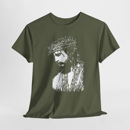 Crown of Thorns Jesus T-Shirt | Edgy Gritty Christian Portrait Tee | Bold Faith Streetwear Graphic | Men's Jesus Face Shirt