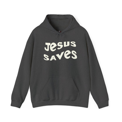 Women’s Christian hoodie with 'Jesus Saves' text, floral cross design, faith apparel for women

