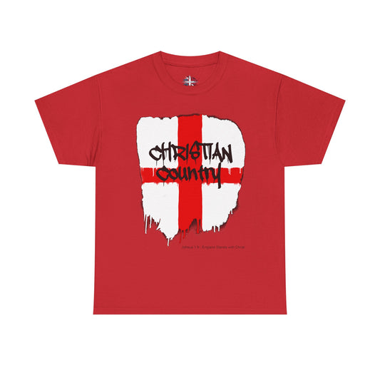 Christian Country England flag spray-paint graffiti Christian t-shirt with black dripping text  

