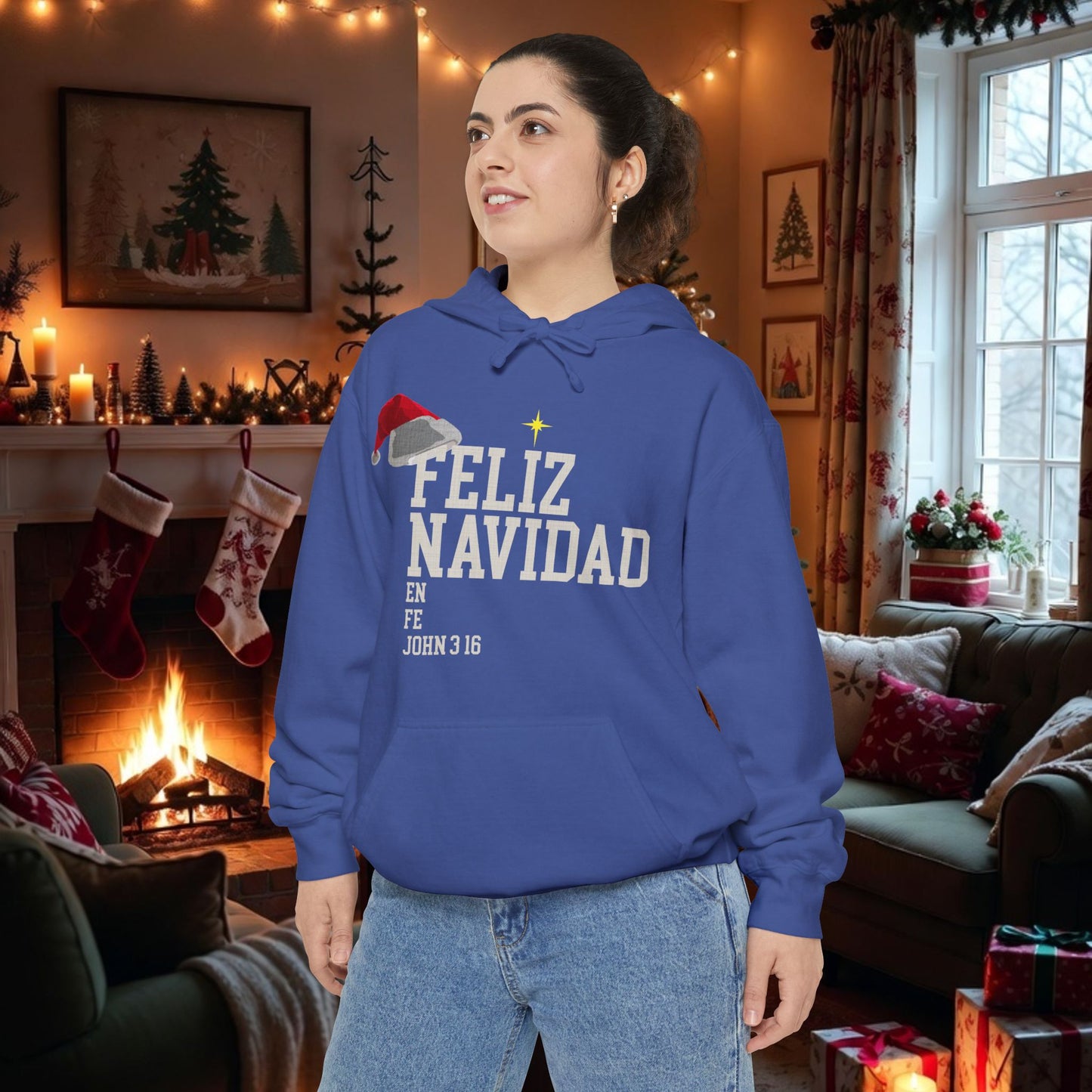 Feliz Navidad En Fe Hoodie | John 3:16 Christmas Hoodie | Limited Bilingual Faith Drop 2025