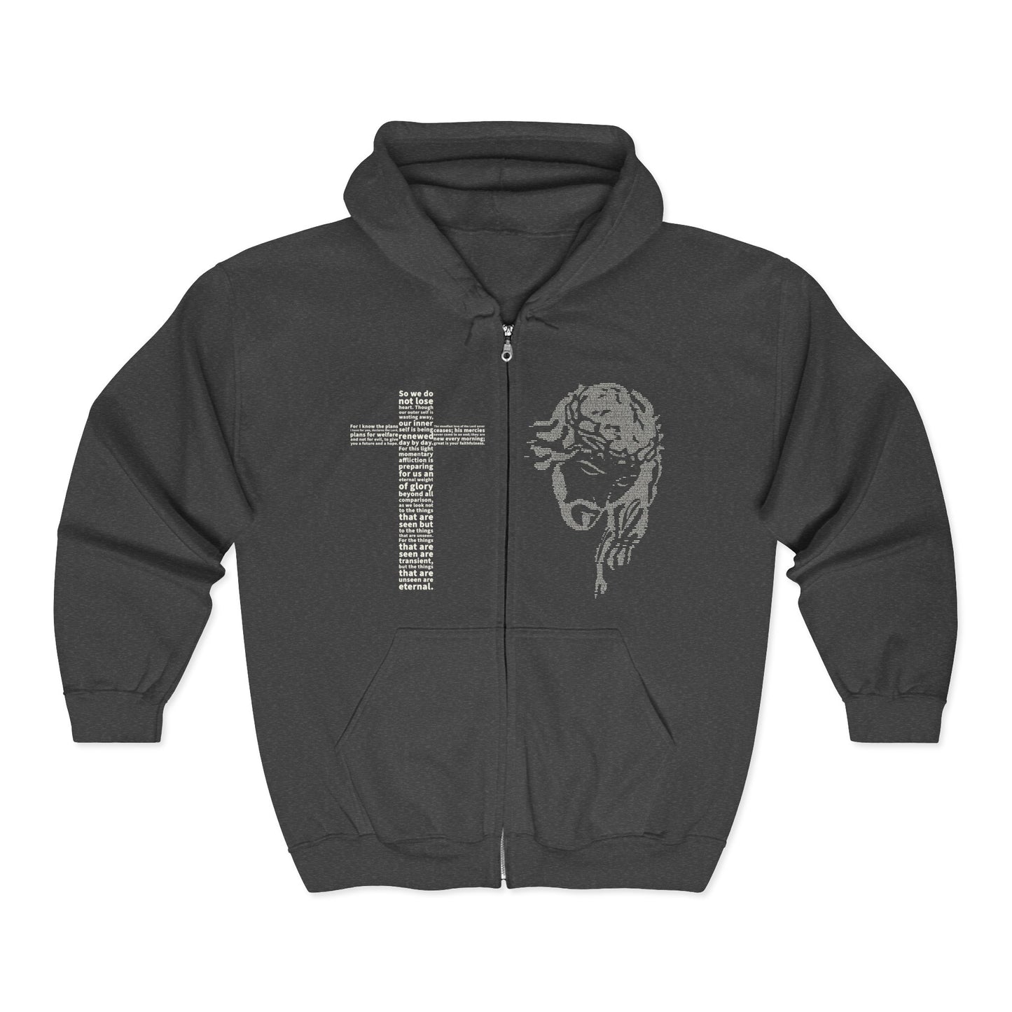 Jesus Face & Cross Hoodie, Unisex Bible Verse Graphic Hoodie, Faith-Based Apparel, Christian Streetwear, Spiritual Gift