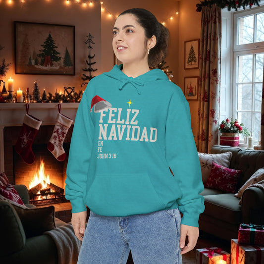Feliz Navidad En Fe Hoodie | John 3:16 Christmas Hoodie | Limited Bilingual Faith Drop 2025