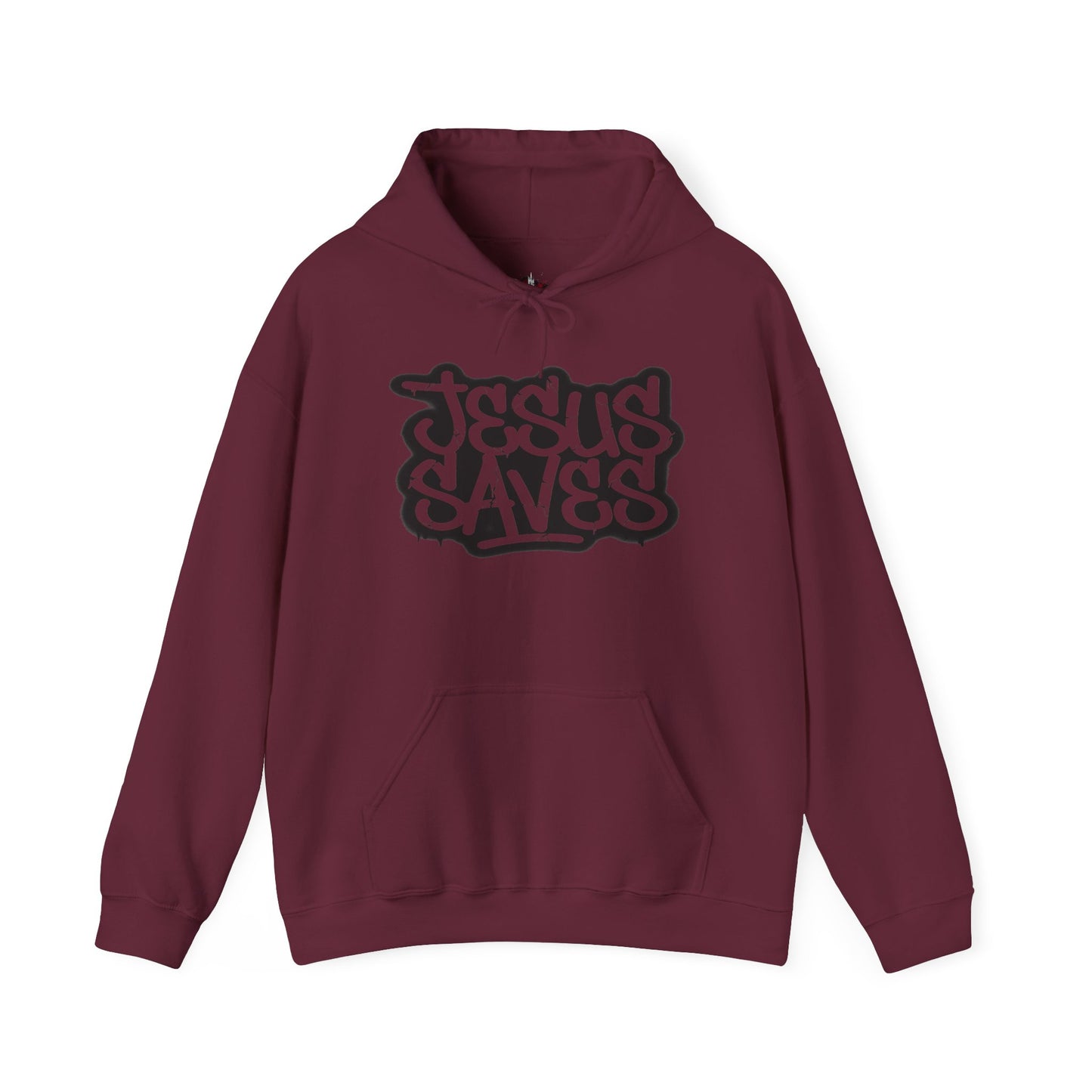 Jesus Saves graffiti hoodie front view white unisex  


