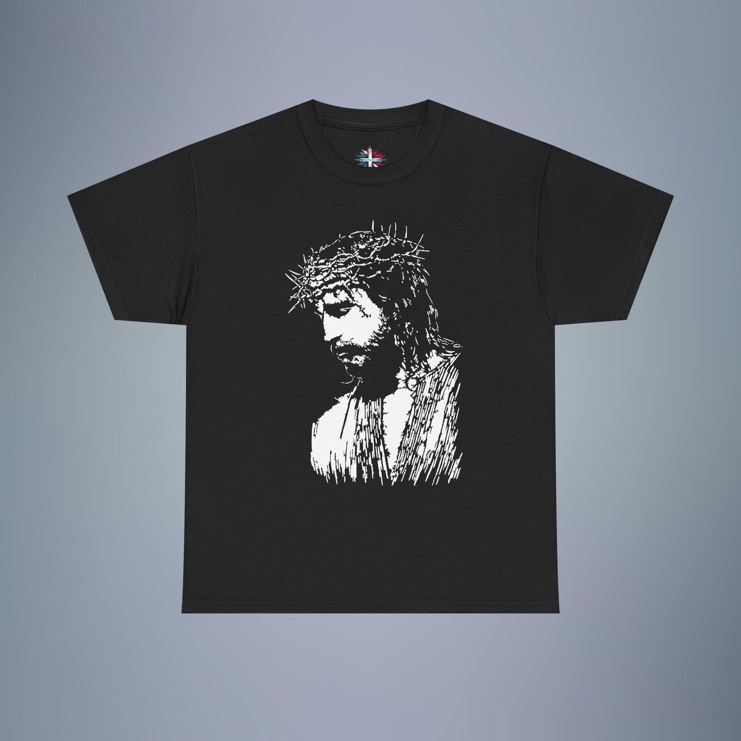 Crown of Thorns Jesus T-Shirt | Edgy Gritty Christian Portrait Tee | Bold Faith Streetwear Graphic | Men's Jesus Face Shirt