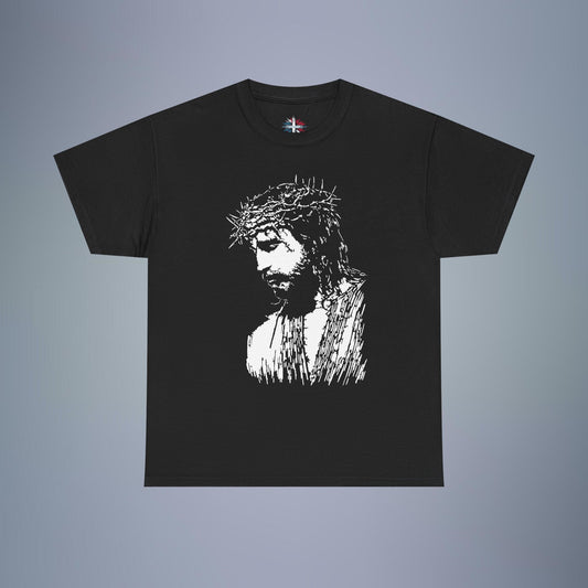 Crown of Thorns Jesus T-Shirt | Edgy Gritty Christian Portrait Tee | Bold Faith Streetwear Graphic | Men's Jesus Face Shirt
