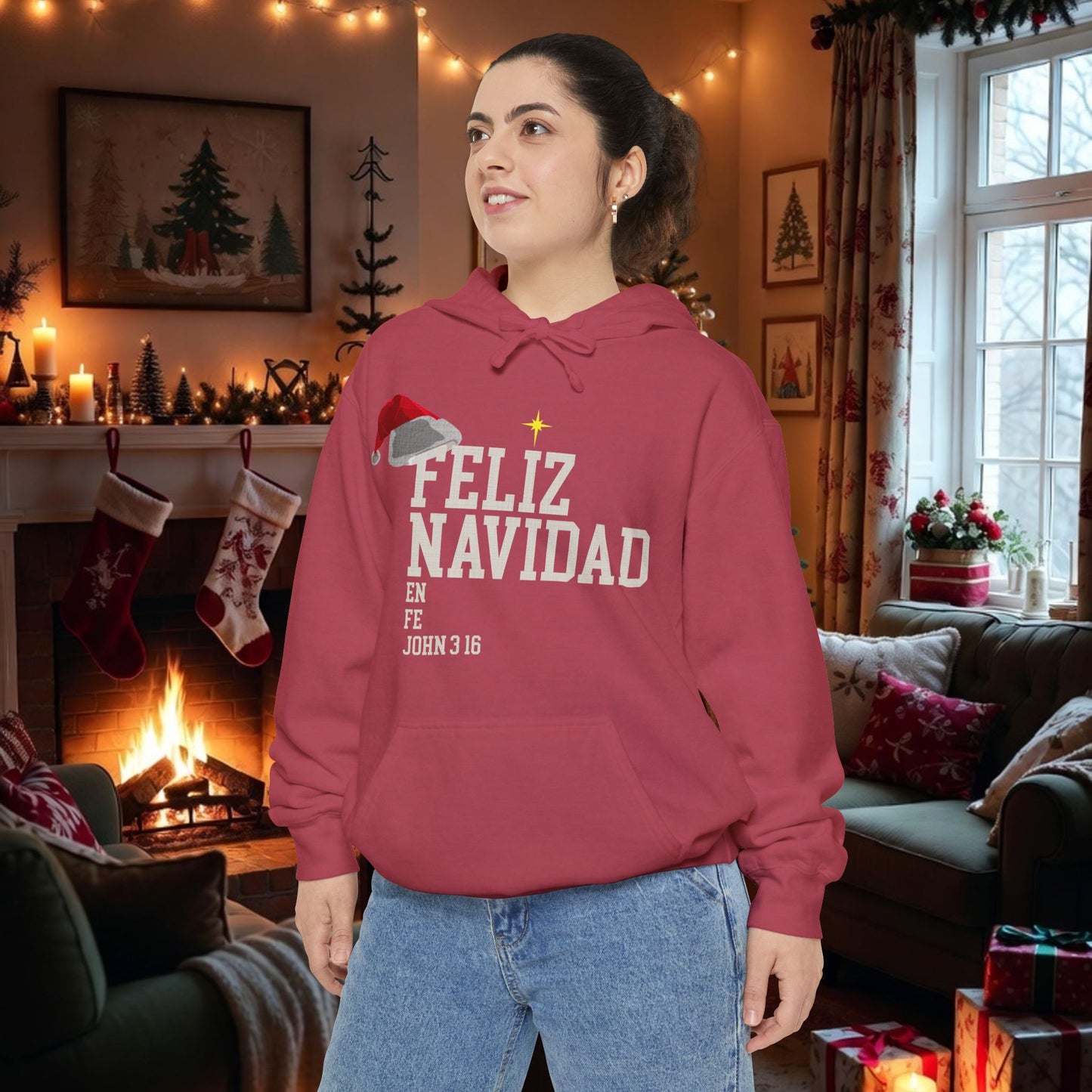 Feliz Navidad En Fe Hoodie | John 3:16 Christmas Hoodie | Limited Bilingual Faith Drop 2025