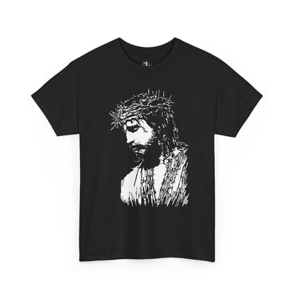 Crown of Thorns Jesus T-Shirt | Edgy Gritty Christian Portrait Tee | Bold Faith Streetwear Graphic | Men's Jesus Face Shirt