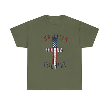 Christian Country American Flag Cross Short Sleeve T-Shirt