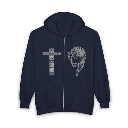 Jesus Face & Cross Hoodie, Unisex Bible Verse Graphic Hoodie, Faith-Based Apparel, Christian Streetwear, Spiritual Gift