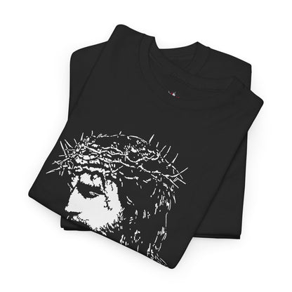 Crown of Thorns Jesus T-Shirt | Edgy Gritty Christian Portrait Tee | Bold Faith Streetwear Graphic | Men's Jesus Face Shirt