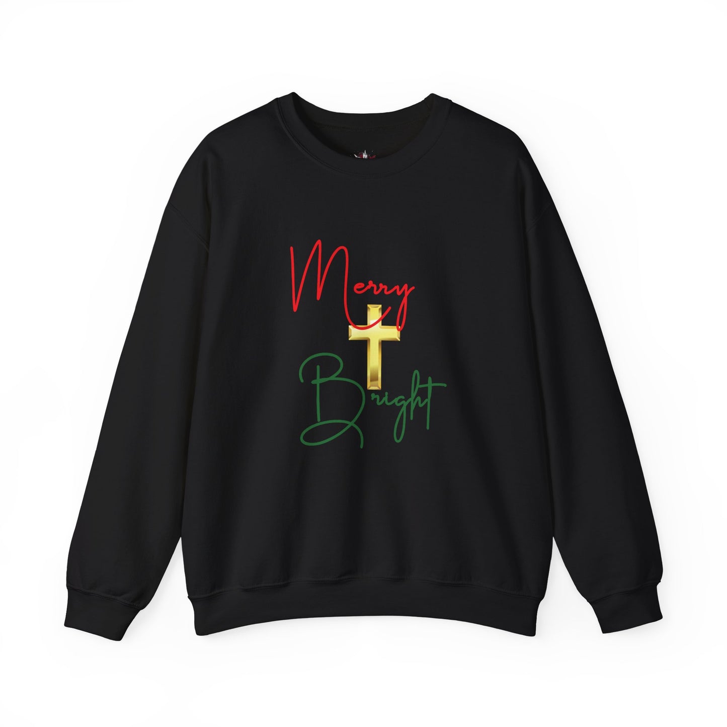 Merry & Bright Gold Cross Christmas Shirt – Faith Holiday Tee