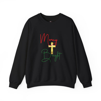 Merry & Bright Gold Cross Christmas Shirt – Faith Holiday Tee