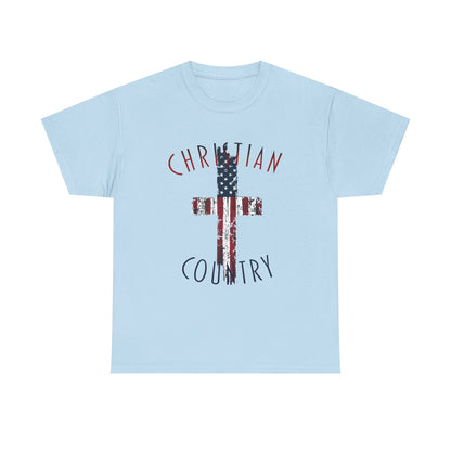 Christian Country American Flag Cross Short Sleeve T-Shirt