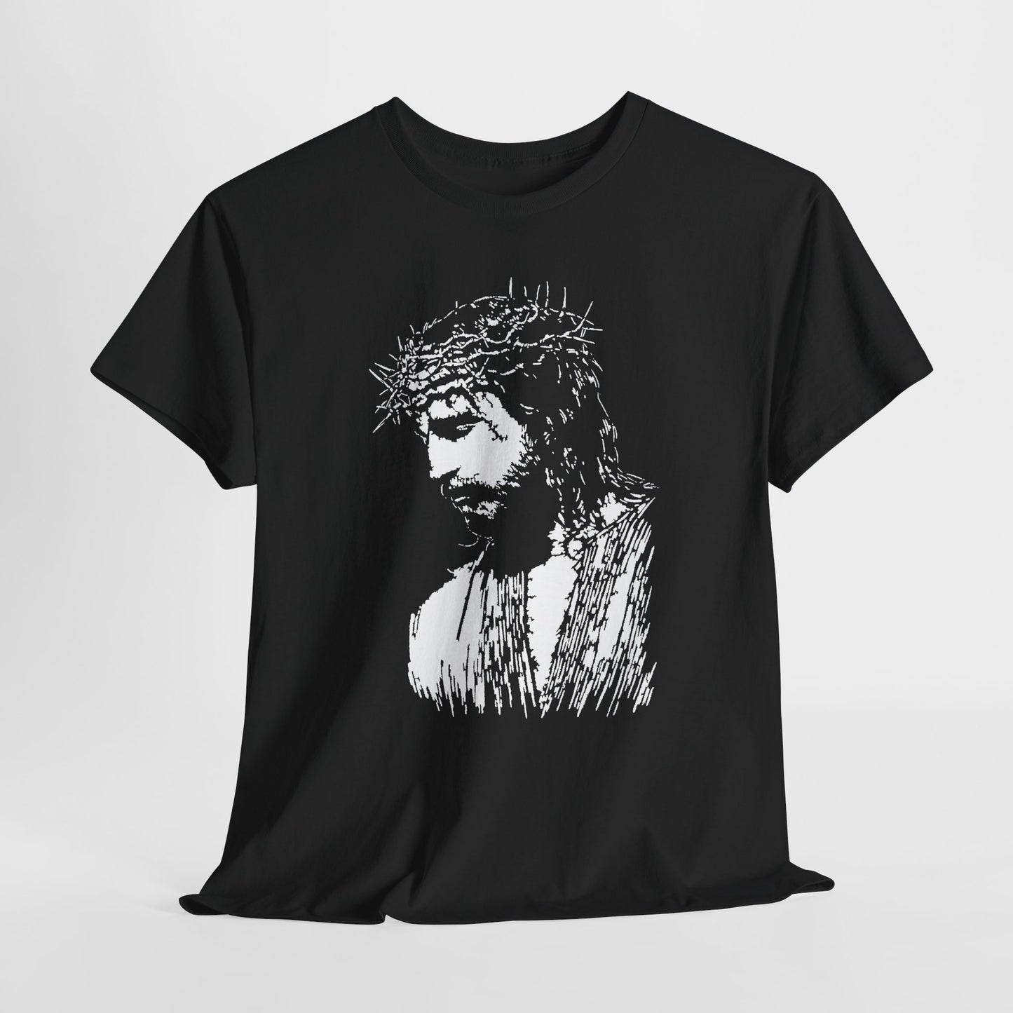 Crown of Thorns Jesus T-Shirt | Edgy Gritty Christian Portrait Tee | Bold Faith Streetwear Graphic | Men's Jesus Face Shirt