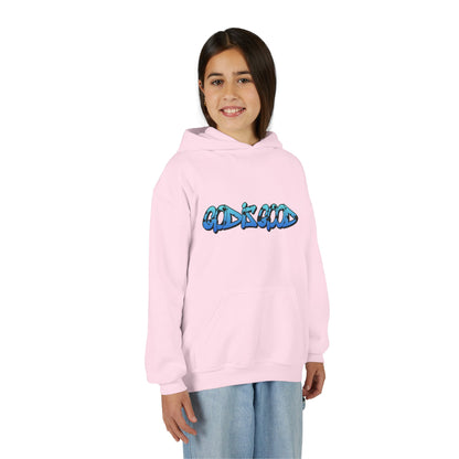 Youth black cotton hoodie with 'God is Good' text in bold white, Christian faith design for teens


