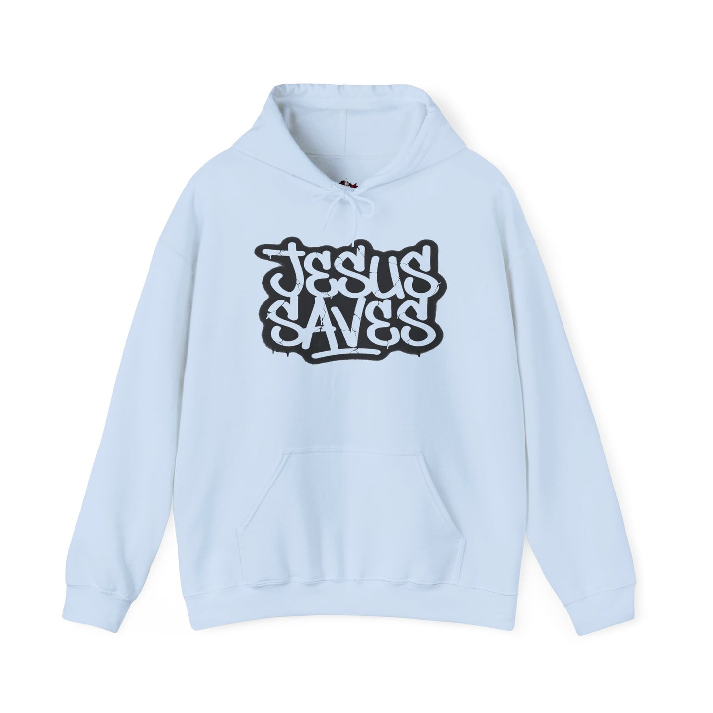 Jesus Saves graffiti hoodie front view white unisex  

