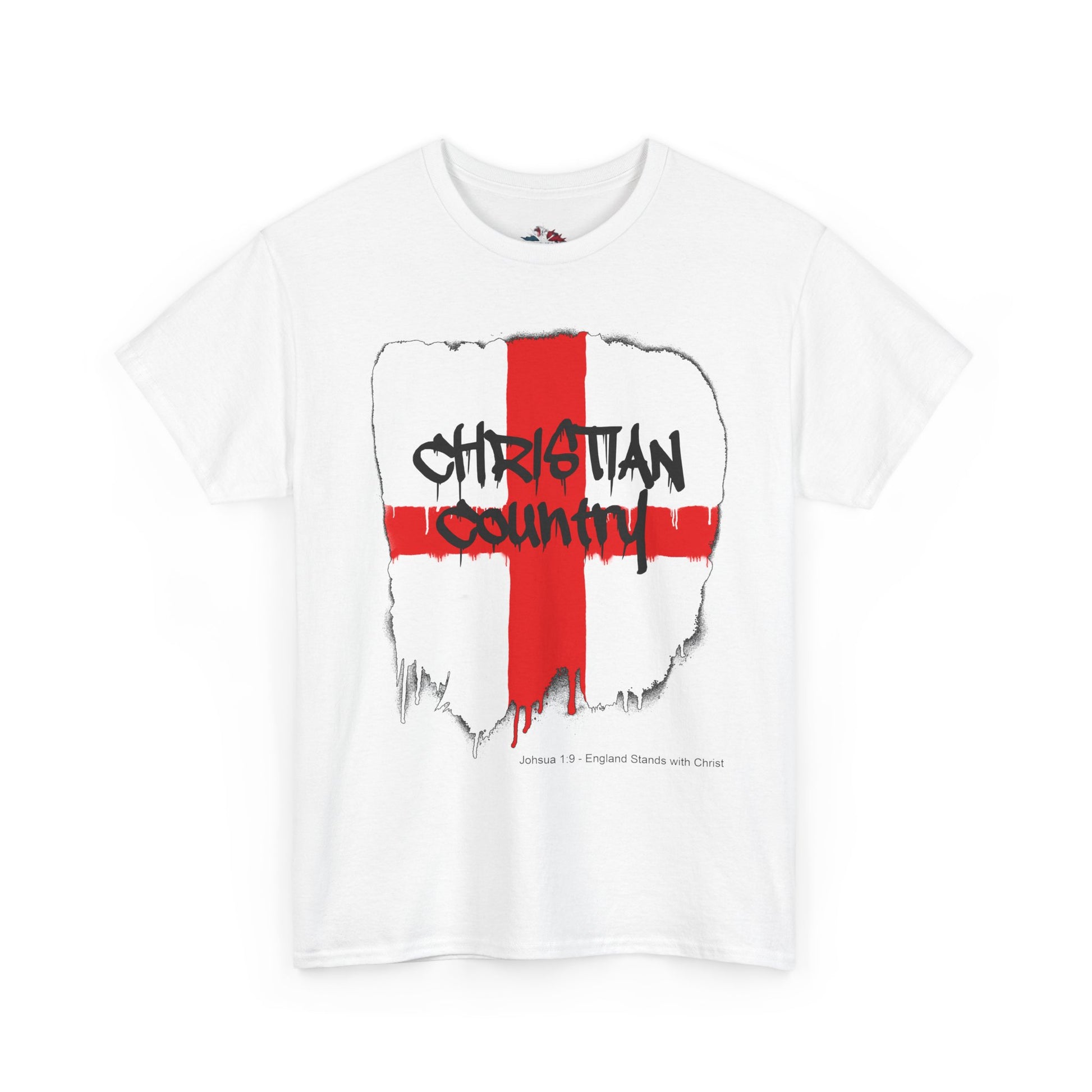 Christian Country England flag spray-paint graffiti Christian t-shirt with black dripping text  

