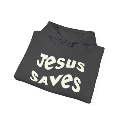 Women’s Christian hoodie with 'Jesus Saves' text, floral cross design, faith apparel for women

