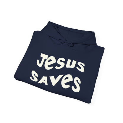 Women’s Christian hoodie with 'Jesus Saves' text, floral cross design, faith apparel for women

