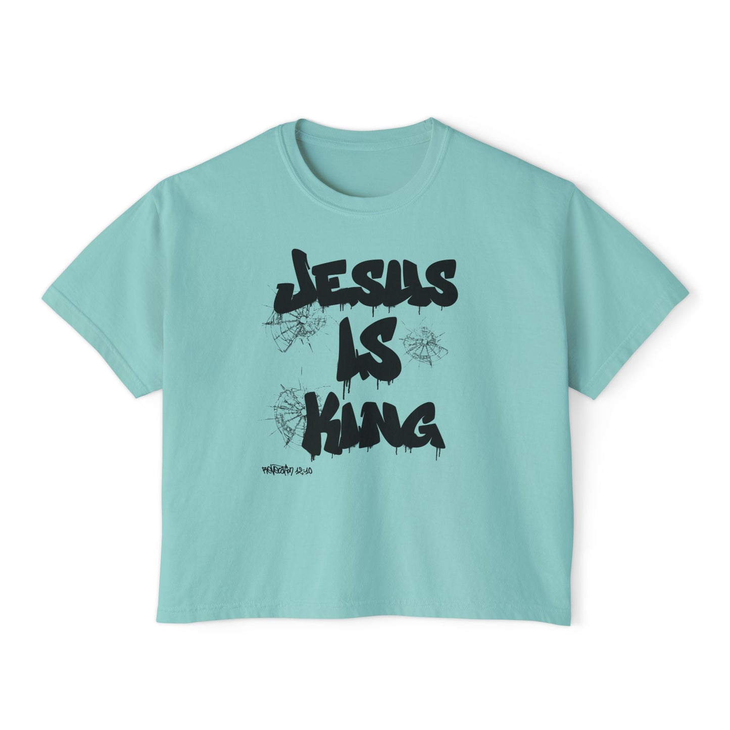 Warrior in Jesus Is King pink tee repping forgiven and dangerous faith

