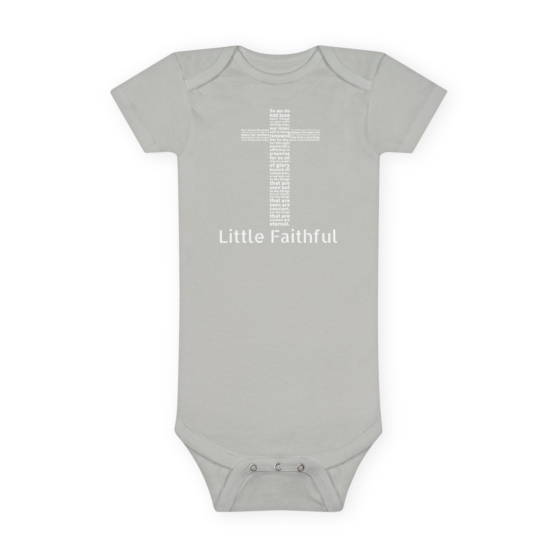 Little Faithful Bible Verse Baby Onesie | Christian Apparel