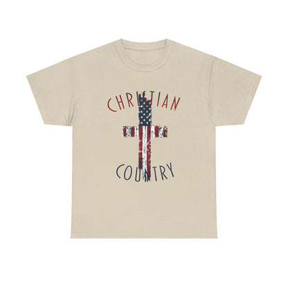 Christian Country American Flag Cross Short Sleeve T-Shirt
