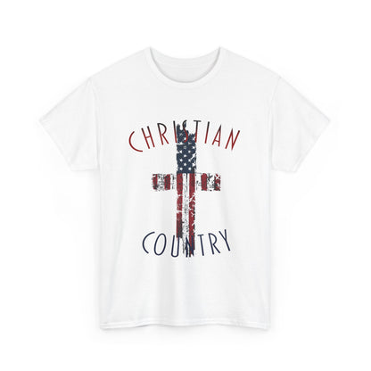 Christian Country American Flag Cross Short Sleeve T-Shirt