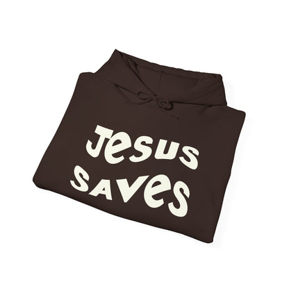 Women’s Christian hoodie with 'Jesus Saves' text, floral cross design, faith apparel for women

