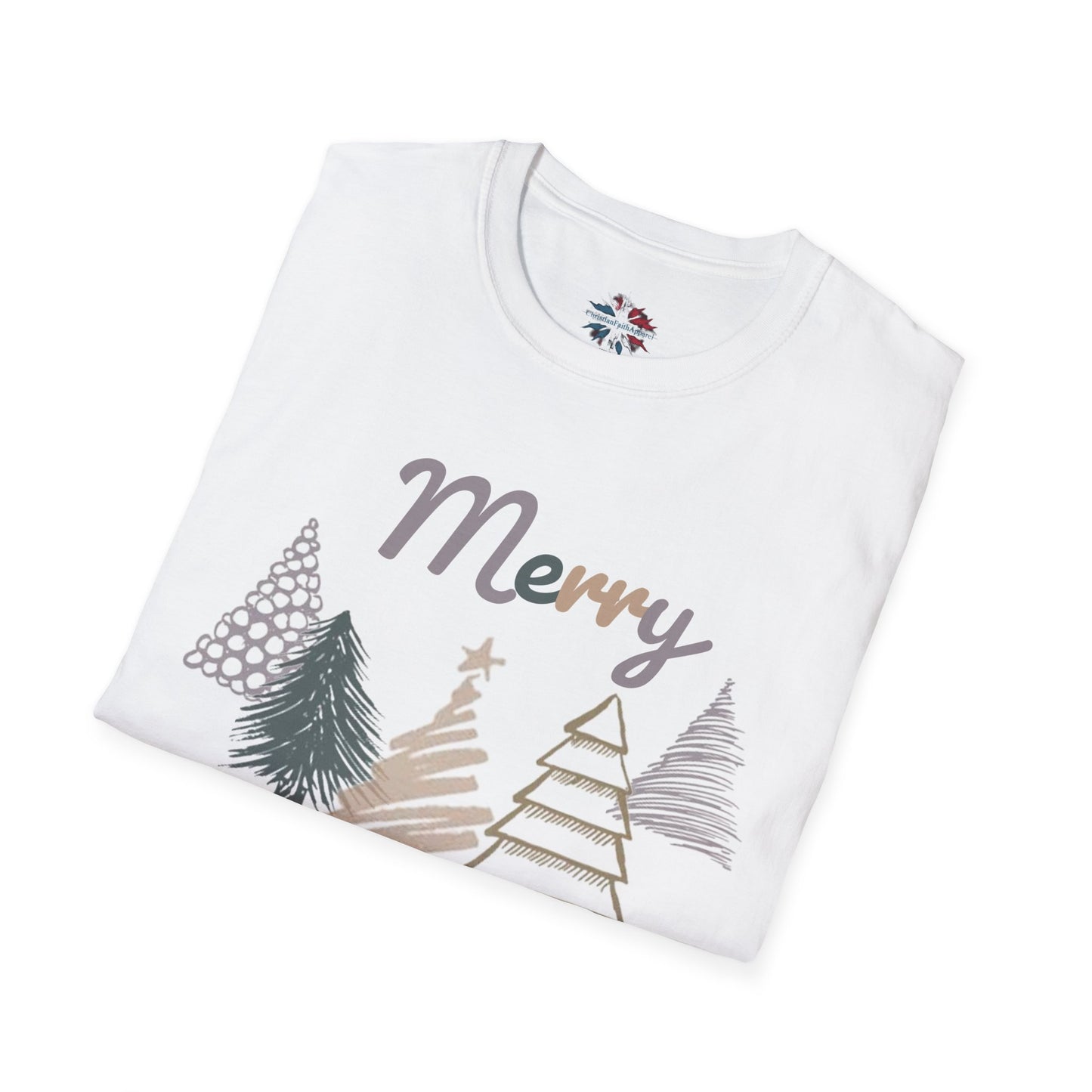 "Whimsical Sketch Merry Christmas Tree Tee
