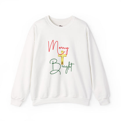 Merry & Bright Gold Cross Christmas Shirt – Faith Holiday Tee