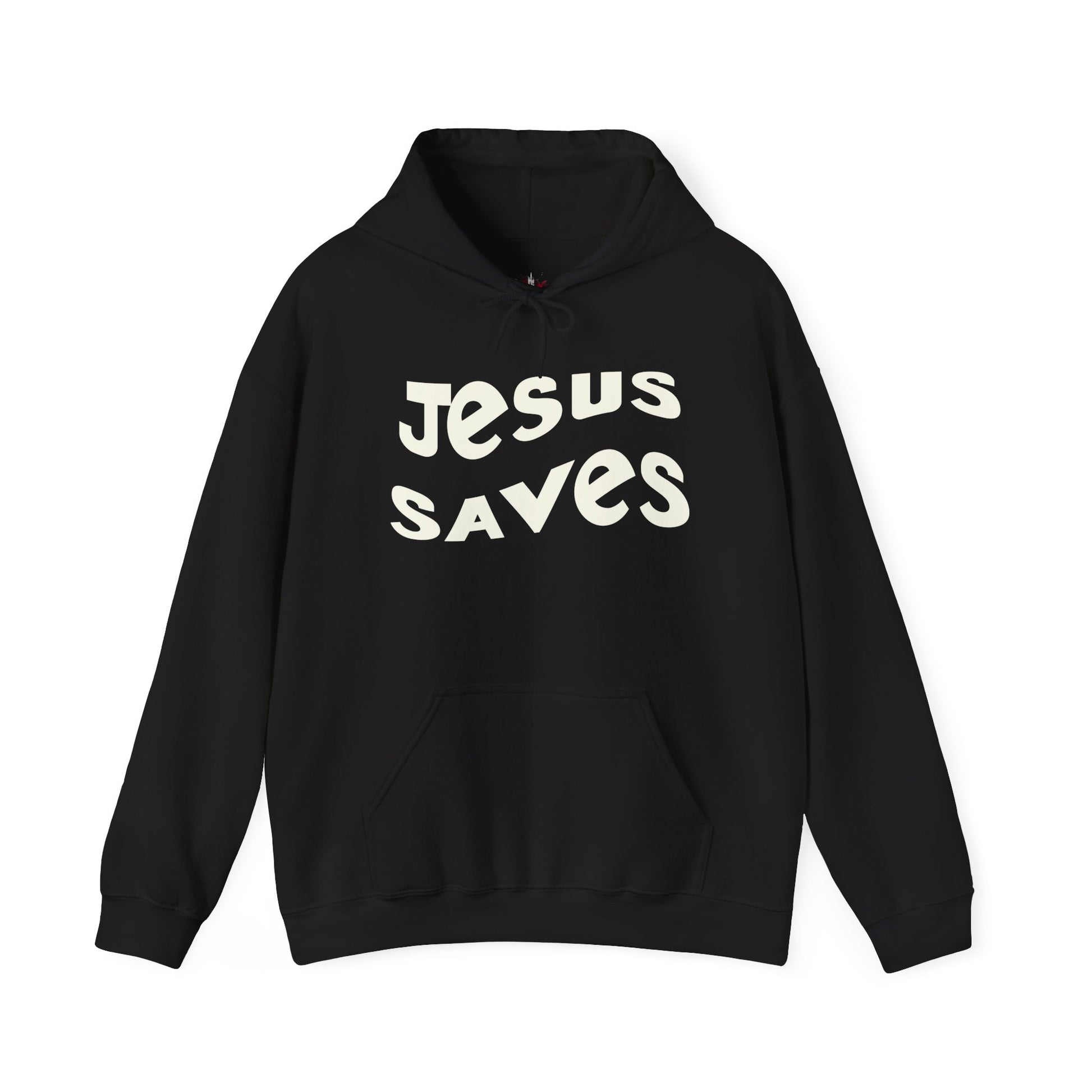 Women’s Christian hoodie with 'Jesus Saves' text, floral cross design, faith apparel for women

