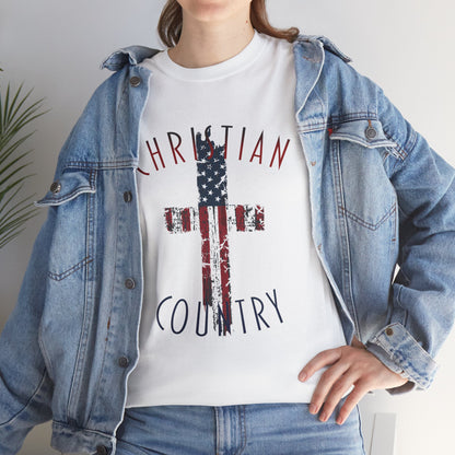 Christian Country American Flag Cross Short Sleeve T-Shirt