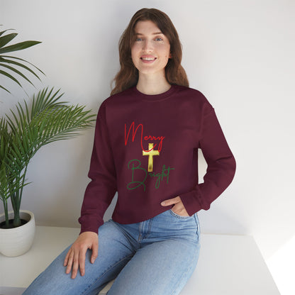 Merry & Bright Gold Cross Christmas Shirt – Faith Holiday Tee