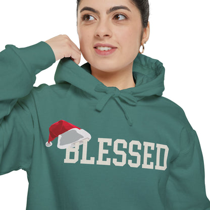 Blessed Christmas Hoodie | Santa Hat Chenille Patch | Oversized Christian Hoodie | Faith Gift